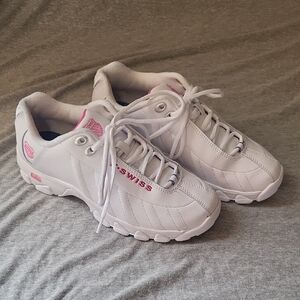 K-Swiss White Sneakers with Pink Branding